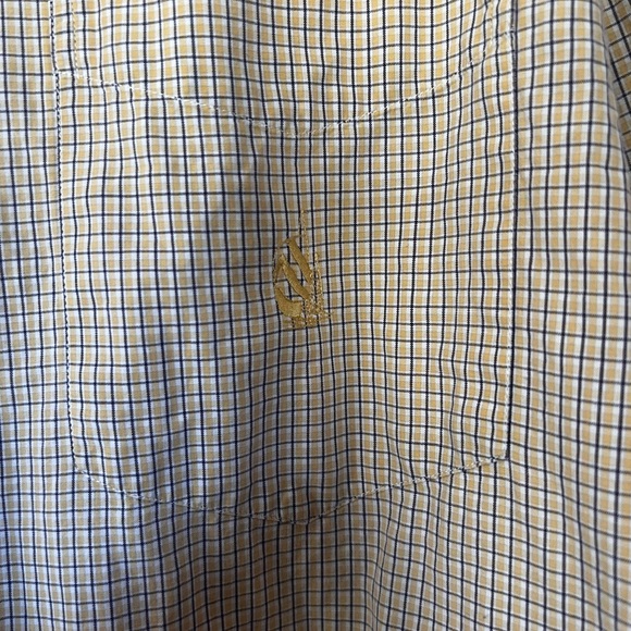 Nautica Checkered Button Up Shirt, Men's large, Yellow and Blue EUC - Picture 3 of 5
